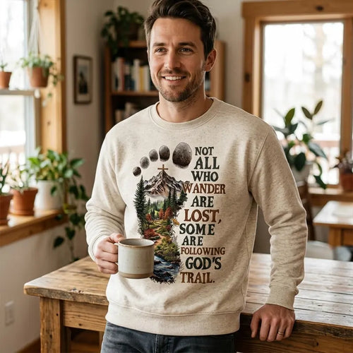 Following God's Trail Christian Mountain Sweater