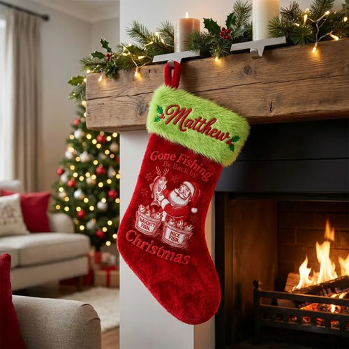 Personalized Gone Fishing Christmas Fish Stocking