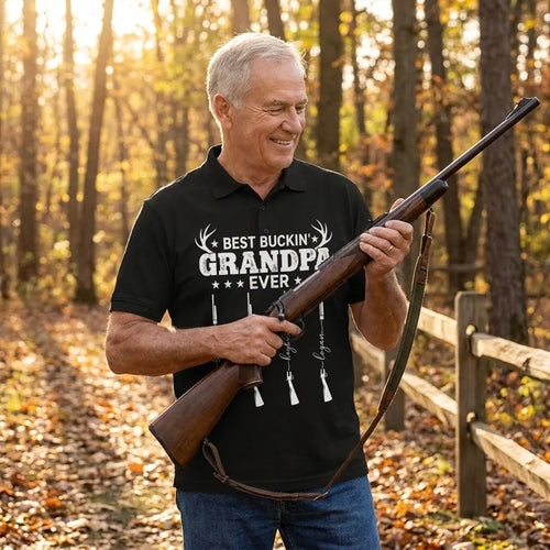 Personalized Best Buckin' Grandpa Ever Hunting Polo Shirt