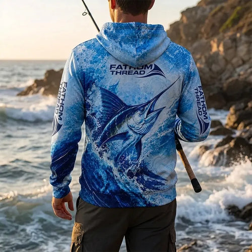 Personalized Deep Blue Predator Ocean Fishing Hoodie