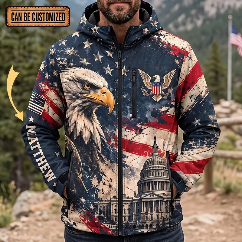Personalized Land Of The Free American Eagle Soccer Windbreaker