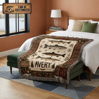 Personalized Trout Fishing Tight Lines & Good Times Tassels Blanket