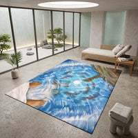 Catholic Jesus Walking on Water Fish Cross Christian Rug