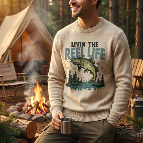 Personalized Livin' The Reel Life Fishing Sweater