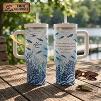 Personalized Matthew 4:19 Fishing Ocean 40oz Tumbler