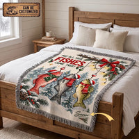 May All Your Fishes Come True Christmas Fishing Tassels Blanket
