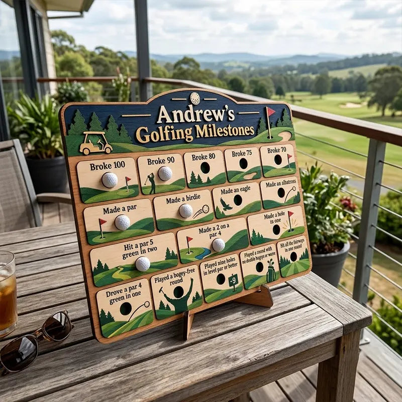 Custom Golfing Milestones Personalized Wooden Trackers