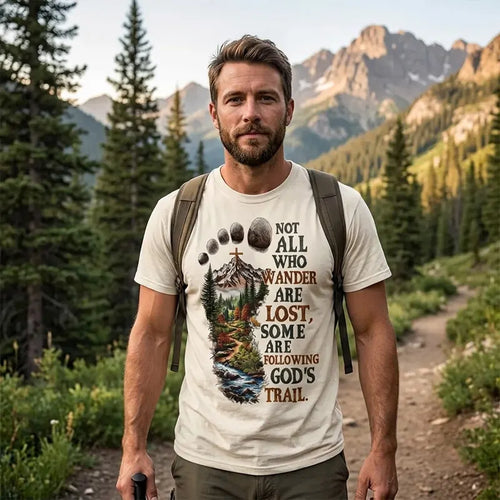 Following God's Trail Christian Mountain T-Shirt