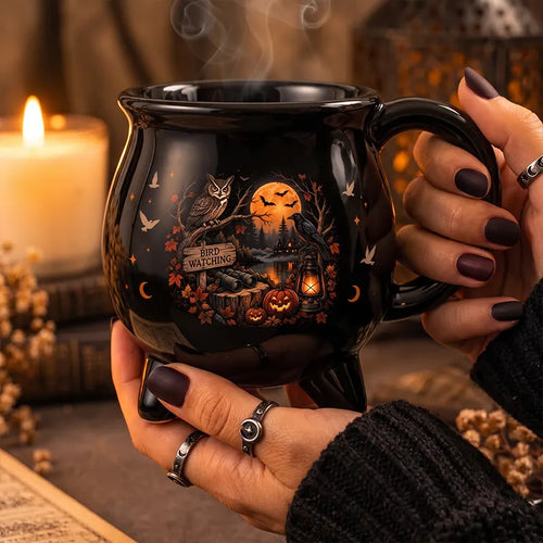 Halloween Bird Watching Cauldron Mug