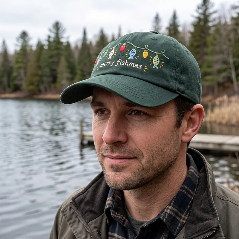 Merry Fishmas Vintage Fishing Christmas Classic Cap