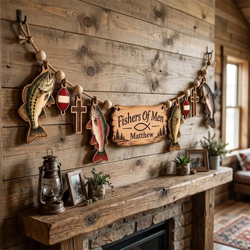 Personalized Fishers Of Men Wooden Garland