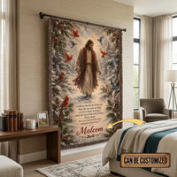 Personalized Jesus Look at the Birds of the Air Tassels Blanket