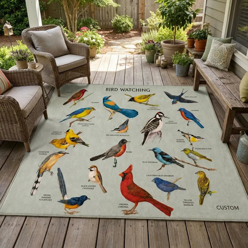 Bird Watching Bird Species Collection Personalized Rug