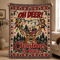 Oh Deer Christmas Is Near Tassels Blanket