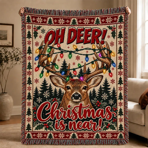 Oh Deer Christmas Is Near Tassels Blanket