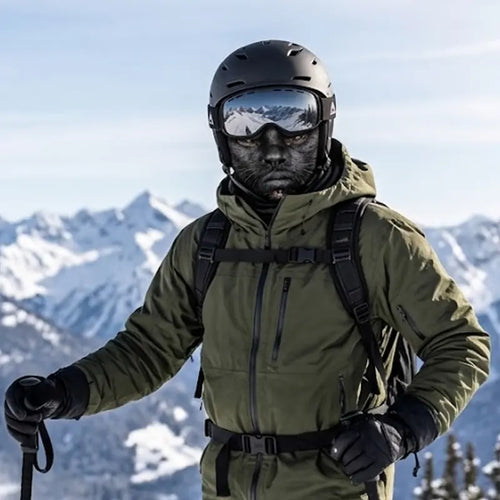 Black Cat Silver Goggles 3D Printed Ski Mask