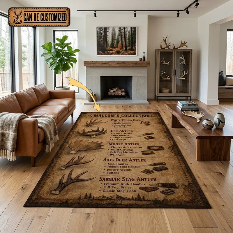 Personalized Antler Collection Vintage Area Rug
