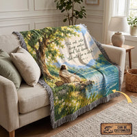 Jesus Fishing Luke 5:4 Christian Faith Tassels Blanket