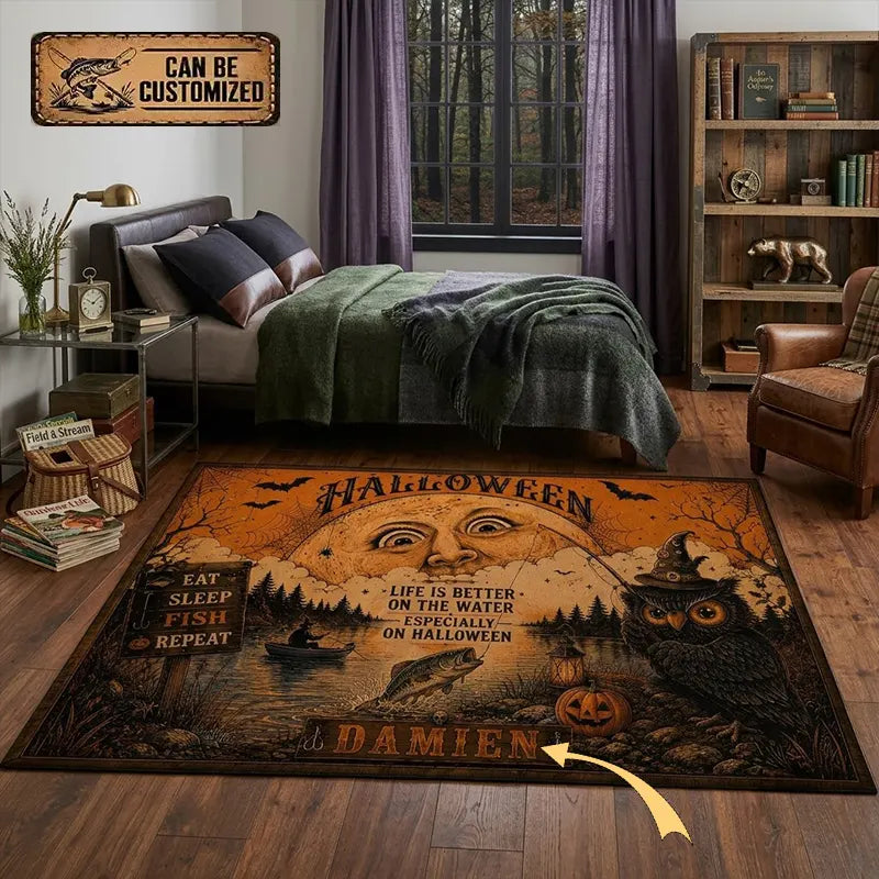Personalized Halloween Fishing Life Is Better On The Water Rug