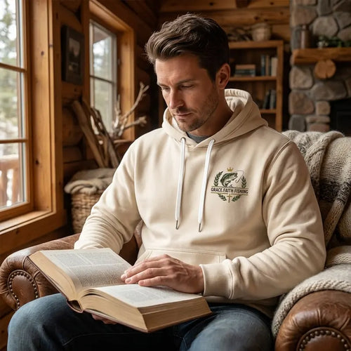 Grace Faith Fishing Christian Bass Embroidered Hoodie