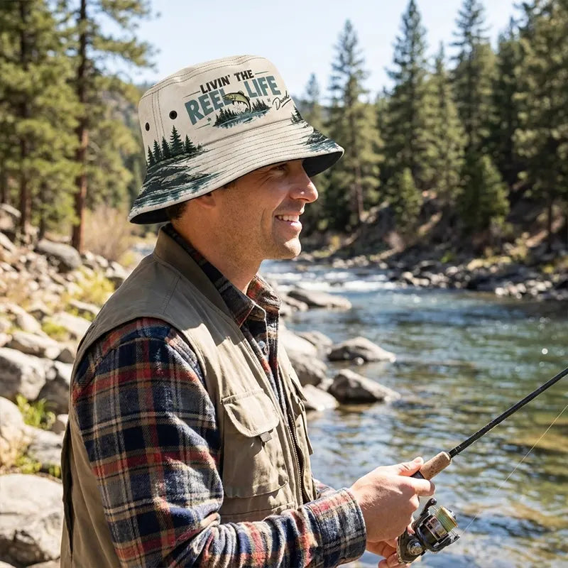 Livin' The Reel Life Personalized Fishing Bucket Hat