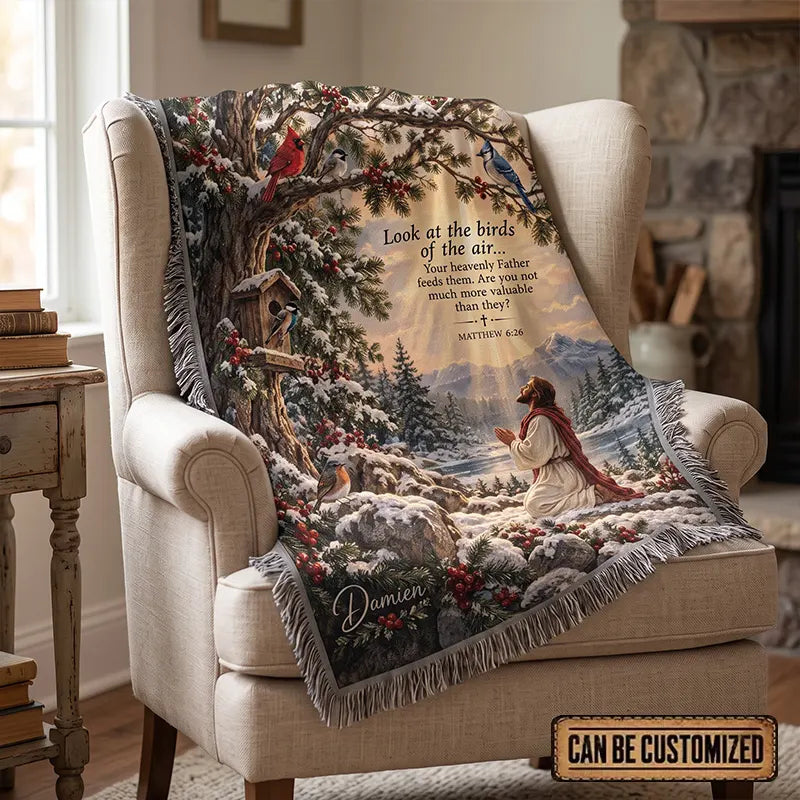 Look At The Birds Of The Air Christian Christmas Birds Tassels Blanket