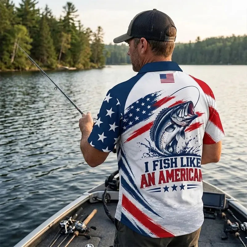 Custom American Bass Fishing Patriotic Hawaiian Shirt