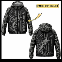Savage Fishing Bass Fish Digital Camo Windbreaker Jacket