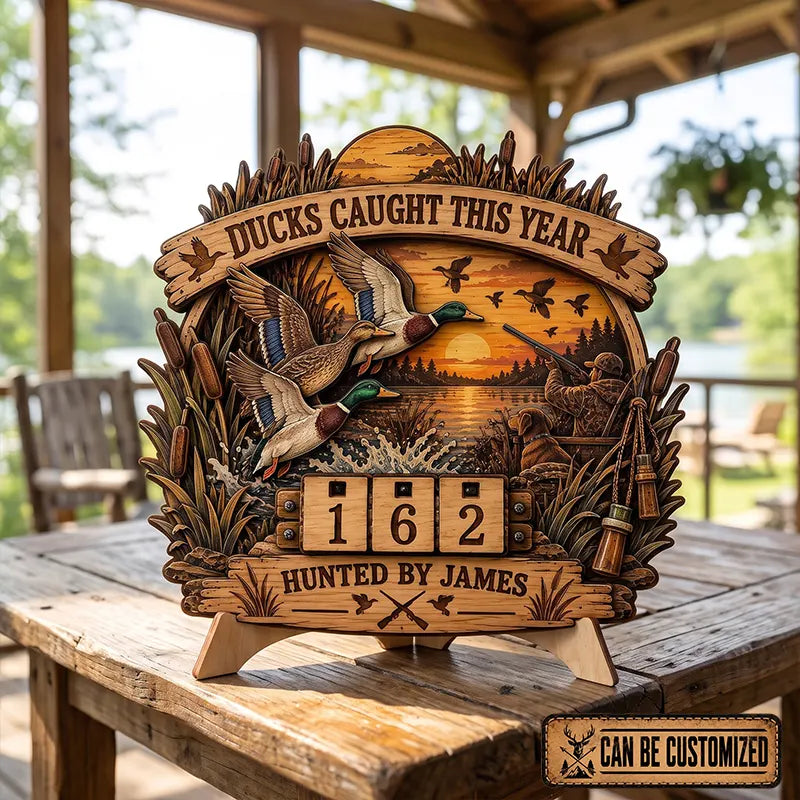 Personalized Duck Hunting Wooden Tracker