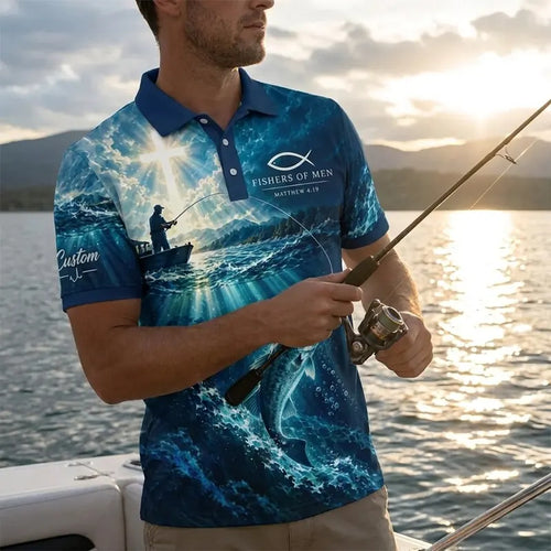 Personalized Fishers of Men Catholic Fishing Polo Shirt
