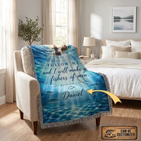 Personalized Fishers of Men Christian Fishing Tassels Blanket