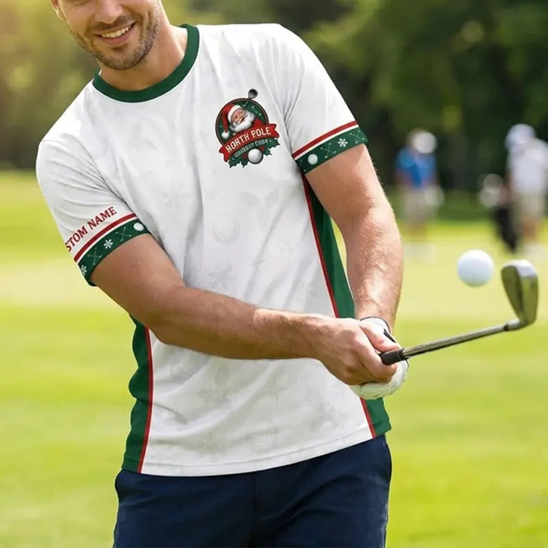 Ho Ho Hole Personalized Christmas Golf T-Shirt