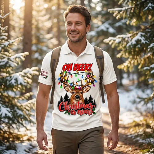 Personalized Oh Deer! Christmas Is Near Polo Shirt