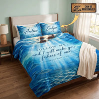 Personalized Fishers of Men Christian Fishing Quilt Bedding Set