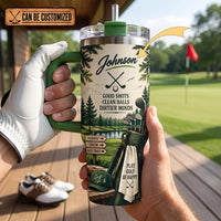 Personalized Stop Looking at My Ball Funny Golf 40oz Handled Tumbler