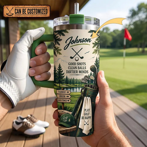 Personalized Stop Looking at My Ball Funny Golf 40oz Handled Tumbler