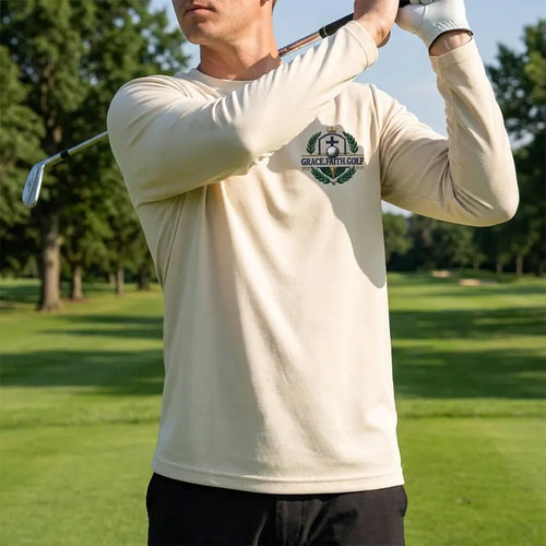 Grace Faith Golf Christian Embroidered Long Sleeve Shirt
