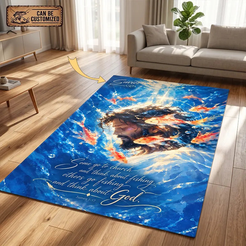 Christian Fishing Jesus Personalized James 1:17 Rug