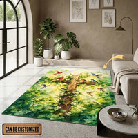 Savior Christian Cross Birds Personalized Area Rug