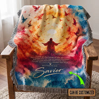 Matthew 6:26 Christian Birds Watercolor Tassels Blanket