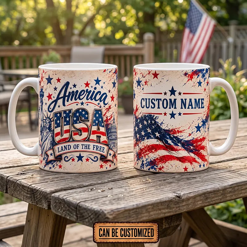 Personalized America USA Land Of The Free 250th Anniversary Patriotic Mug