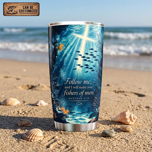 Personalized Matthew 4:19 Christian Fishing Ocean 20oz Tumbler