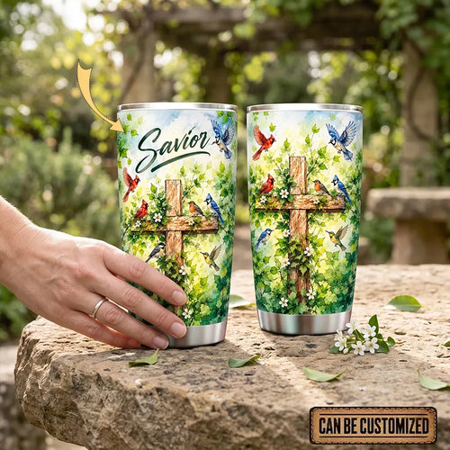 Savior Christian Cross Birds Personalized 20oz Tumbler