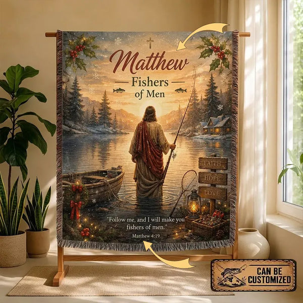 Personalized Jesus Fishers of Men Fishing Tassels Blanket