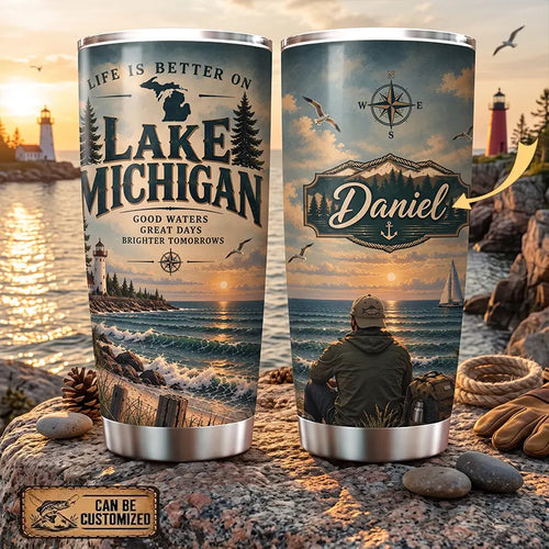 Life Is Better On Lake Michigan 20oz Stainless Steel Tumbler