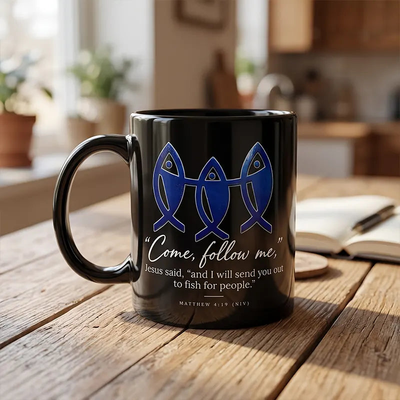 Matthew 4:19 Christian Fishing Faith Ceramic Mug