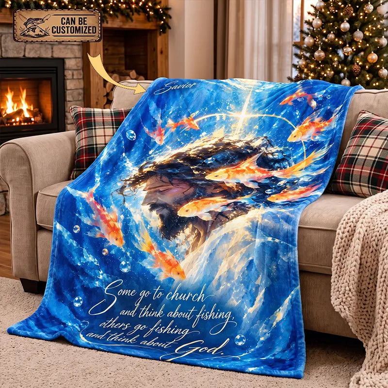 Savior Jesus Fishing Faith Fleece Blanket