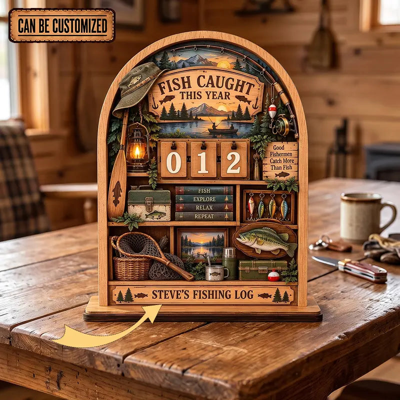 Personalized Fishing Catch Wooden Tracker
