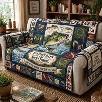 The Best Days Are Spent Fishing Quilted Sofa Cover