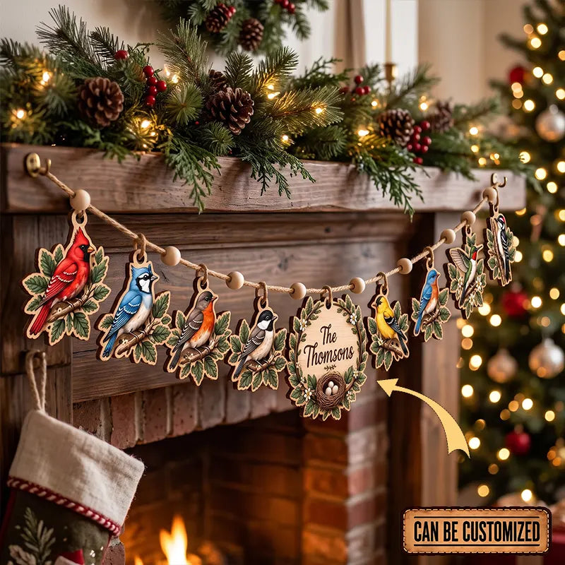 Personalized Family Bird Wooden Garland